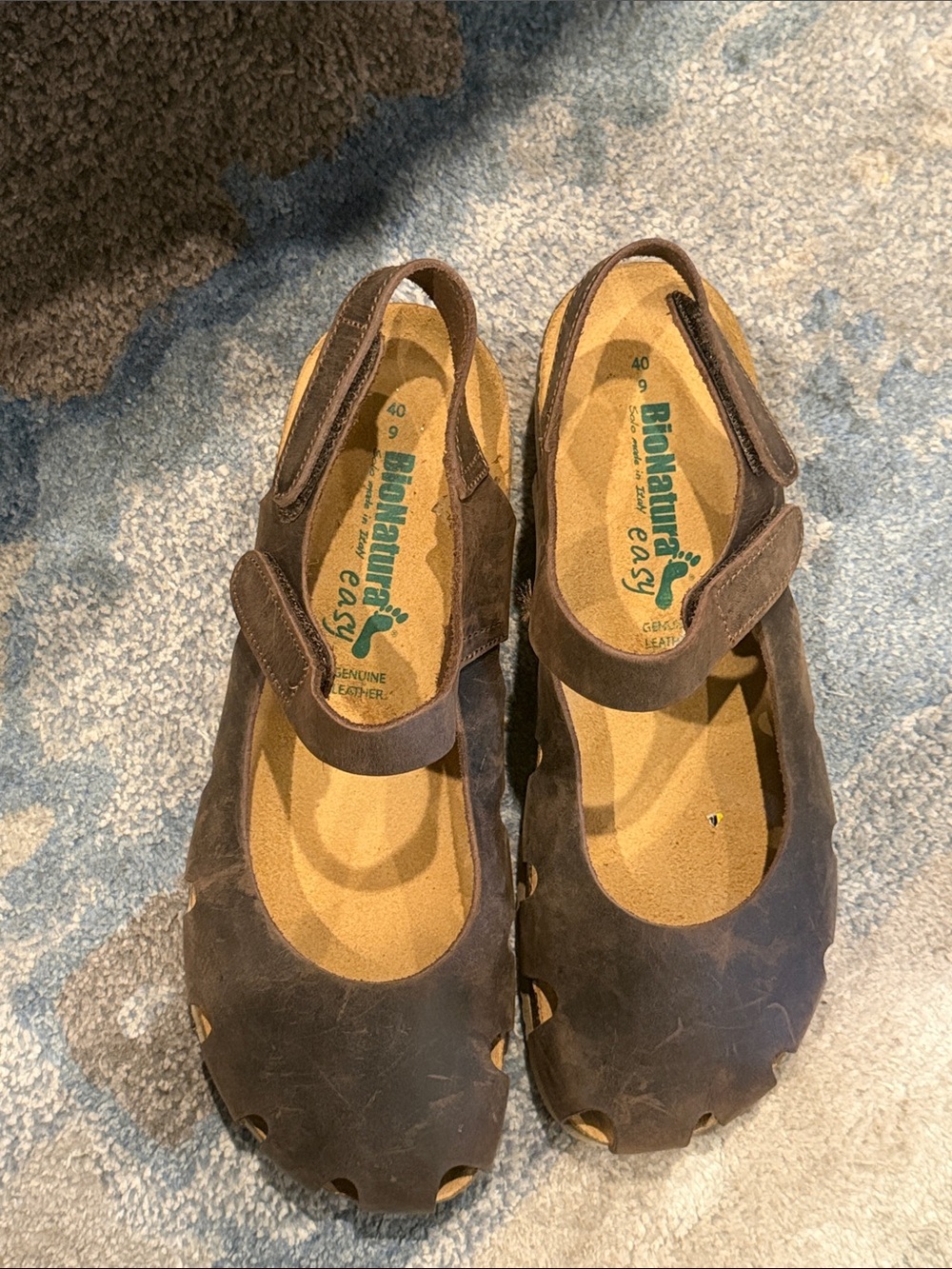 Kids Brown Easy Leather Mary Jane Sandals